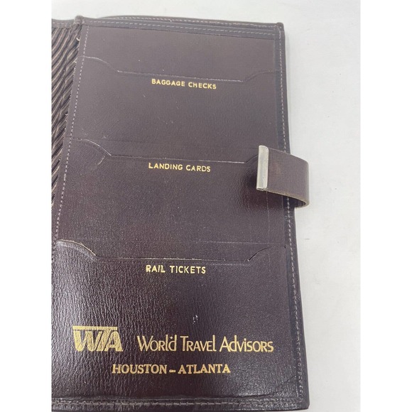 World Travel Advisors Mello Touch Cowhide Passport Baggage Rail Tickets Landing - Picture 7 of 9